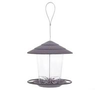 Mangeoire à oiseaux en plastique à suspendre avec corps rond et bac à miettes, design résistant aux intempéries pour une utilisation prolongée pour nourrir les oiseaux sauvages dans le jardin ou le