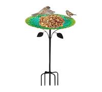 Mangeoire à oiseaux en plein air, combinaison de mangeoires de bains d'oiseaux en métal debout, bain d'oiseaux de jardin, plateau d'alimentation du perroquet grande capacité, fournitures multifonction