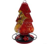 Mangeoire à Oiseaux en Verre Coloré 720ml Vitrail pour suspension | Large ouverture pour remplissage pour facile crochet métal intégré pour robuste pour usage extérieur toutes saisons