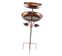 Mangeoire à oiseaux et station de bain avec deux assiettes pour fruits et eau, support en métal pour l'attraction de la faune dans le jardin, hauteur 115 cm