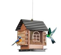 Mangeoire à Oiseaux Extérieur - Mangeoire Maison en Métal à Bac à Recharge Rapide - Suspendue | pour Arrière-Cour Jardin Pelouse Balcon Observation des Oiseaux Véranda Terrasse Parc