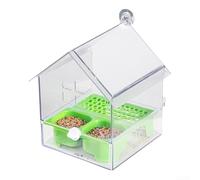 Mangeoire à oiseaux externe transparente pour perroquets, baignoire suspendue conçue pour simplifier l'alimentation, réduire les déchets et permettre l'observation en cage ou en extérieur (vert)