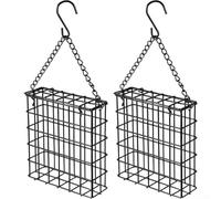 Mangeoire à oiseaux fonctionnelle en métal pour espaces extérieurs qui supporte un gâteau de suif pour dessiner diverses espèces d'oiseaux sauvages (2 pièces)