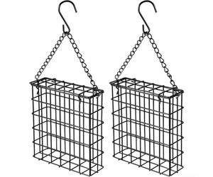 Mangeoire à oiseaux fonctionnelle en métal pour espaces extérieurs qui supporte un gâteau de suif pour dessiner diverses espèces d'oiseaux sauvages (2 pièces)