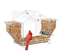 Mangeoire à oiseaux, mangeoire extérieure pour balcon, design anti-écureuils, support à ventouse puissante, fixation de fenêtre autocollante pour observation du jardin, observation des oiseaux dans le