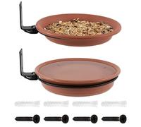 Mangeoire à oiseaux montée sur arbre | Plateau à oiseaux pour nourrir et se baigner | Support en fer robuste pour clôture en bois, mur, arbre, pont | Station d'oiseaux de jardin extérieure