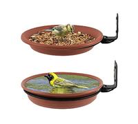 Mangeoire à Oiseaux montés en Arbre, Mur de Bain Suspendu en Plastique Bol de Bain 15/17 / 19 cm Plateaux d'oiseaux avec Une Bague en métal Robuste pour la terrasse de (3 Pot et 3 Supports)