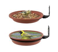 Mangeoire à Oiseaux montés en Arbre, Mur de Bain Suspendu en Plastique Bol de Bain 15/17 / 19 cm Plateaux d'oiseaux avec Une Bague en métal Robuste pour la terrasse de (2 Pot et 2 Supports)