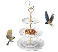 Mangeoire à oiseaux multi-animaux et salle de bain triple couche - Station d'alimentation extérieure - Plateforme Backyard Nature Lockant avec recharge facile - Plat d'eau de jardin robuste pour le