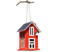 Mangeoire à oiseaux Nichoir à oiseaux à suspendre Station d'alimentation en bois Nichoir pour oiseaux sauvages env. 14 x 12 x 22 cm Rouge