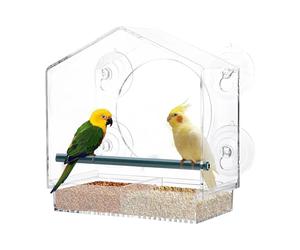Mangeoire à oiseaux par ventouse pour fenêtre Boîte d'alimentation | Avec plateau amovible et trou d'écoulement, mangeoire à oiseaux transparente pour fenêtre observation des pinsons en