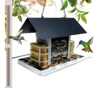 Mangeoire à oiseaux pendante, installation amusante en plein air, 19 x 12 x 15 cm, récipient d'alimentation à 360 degrés, affichage décoratif pour chardonneret et moineau