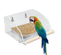 Mangeoire à oiseaux pour cage - Distributeur d'eau et d'appât transparent pour perroquet, jouet d'alimentation interactif, tasse d'alimentation en acier inoxydable et en bois, accessoires de cage