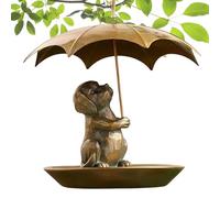 Mangeoire à oiseaux pour écureuil avec parapluie | Adorable écureuil en métal tenant un parapluie - Décorations de jardin toutes saisons, station d'alimentation exquise pour colibri