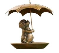 Mangeoire à Oiseaux pour écureuil - Mangeoire pour Oiseaux Sauvages d'extérieur, Figurine d'écureuil Tenant Un Parapluie avec Construction en métal Toutes Saisons, Station d'alimentation pour Balcon,