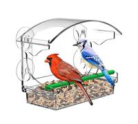 Mangeoire À Oiseaux pour Fenêtre - Décor De Jardin Transparent en Acrylique - Nichoir À Ventouse avec Plateau Amovible | pour Attirer La Faune sur Terrasse Jardin Arrière-Cour