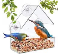 Mangeoire à oiseaux pour fenêtre en acrylique transparent avec 3 ventouses - Mangeoire facile à monter pour les petits oiseaux, idéal pour observer les oiseaux, la décoration de jardin et cadeau pour