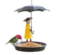 Mangeoire à oiseaux pour fille avec parapluie - Mangeoires à oiseaux à suspendre en plein air | Assiette mangeoire pour oiseaux pour fille et parapluie, décoration extérieure, décoration de patio