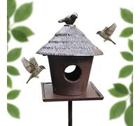 Mangeoire à Oiseaux Relaxdays sur Pied, Fonte, Jardin & terrasse, pour Oiseaux Sauvages, Marron
