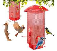 Mangeoire à oiseaux robuste en métal avec ressort activé par le poids, résistante aux intempéries, pour cardinaux, geais bleus, pinsons