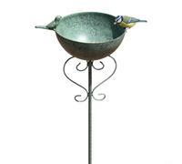 Mangeoire à oiseaux rustique en fer avec design amovible pour décoration de jardin, nourrir et arroser les oiseaux sauvages, résistante aux intempéries, style pastoral vert vintage, facile à remplir