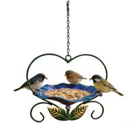 Mangeoire à oiseaux sauvages en forme de cœur en métal pour décoration de terrasse en fer forgé 18,5 x 34 cm (violet)