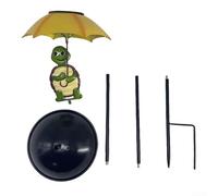 Mangeoire à oiseaux solaire avec figurine de tortue et éclairage LED pour décoration de jardin en métal avec trous de drainage pratiques pour oiseaux