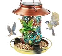 Mangeoire à oiseaux solaire d'extérieur - Décoration de jardin extérieur, Lanterne solaire pour pelouse, Pati, Mangeoire à oiseaux à énergie solaire | Mangeoires d'oiseaux de jardin avec lumière LED