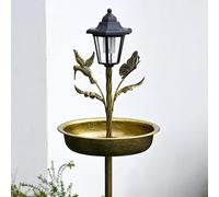 Mangeoire à oiseaux solaire et baignoire avec capteur de lumière automatique, station de jardin en métal pour nourrir et baigner les oiseaux, décoration extérieure résistante aux intempéries avec