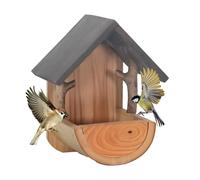 Mangeoire à oiseaux - Support mural en bois résistant aux intempéries | Petite mangeoire à oiseaux | Pour observer les pinsons, les colibris sur la terrasse, le jardin, la maison, la volière en plein