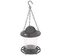 Mangeoire à oiseaux suspendue avec hauteur réglable, facile à nettoyer et à remplir, conçue pour éloigner les écureuils de la nourriture (gris)