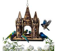 Mangeoire à Oiseaux Suspendue d’extérieur en Forme de château rétro - Stati | Conception en PET et en fer résistant aux intempéries, adaptée aux porches, balcons, cours, jardins, observation des oiseaux