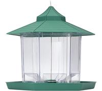 Mangeoire à oiseaux suspendue en plastique transparent de grande capacité avec design en forme de maison facile à nettoyer, recharge idéale pour balcon, jardin et cour