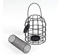 Mangeoire à Oiseaux Suspendue, mangeoire à Oiseaux à l'épreuve des écureuils, Distributeur de Nourriture en Cage en Fer avec Colonne d'alimentation pour Jardin et Cour 13 Pouces