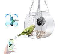 Mangeoire à oiseaux transparente avec caméra, mangeoire à oiseaux transparente intelligente avec caméra HD 1080p pour observation des oiseaux en plein air, nichoir avec caméra pour vue rapprochée,