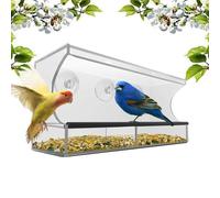 Mangeoire à oiseaux transparente - Plateau ouvert en acrylique - Avec ventouses puissantes - Mangeoires à oiseaux transparentes pour observer les fenêtres - pour adultes regardant les colibris à