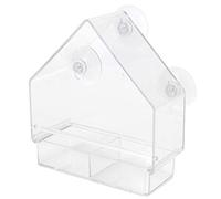 Mangeoire à Oiseaux Transparente Suspendue, Outil d'alimentation pour Oiseaux d'intérieur et d'extérieur pour fenêtre de Balcon de Jardin en matériau PS Taille 16.5x15x6.3 cm