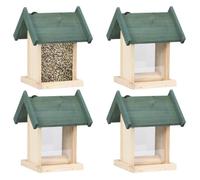 Mangeoire à oiseaux - VIDAXL - 4 pcs - Bois de sapin - PVC - 19x19x25 cm