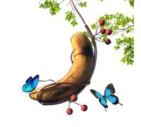 Mangeoire à papillons, hamac banane papillon, support de banane de 18,5 cm pour papillons, mangeoire en cuivre à suspendre pour oiseaux d'extérieur, design de hamac multifonctionnel, fournitures