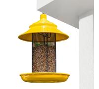 Mangeoire à pinsons - Tube de récipient alimentaire en maille métallique avec plateau pour oiseaux sauvages pour nourrir et regarder facilement la cour, le patio, le balcon, le porche, l'arbre, la