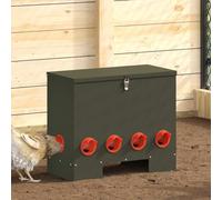 Mangeoire à poules en acier robuste : distributeur automatique de nourriture pour poules comme récipient de nourriture moderne et distributeur fiable pour l'élevage des poules - Lot de 2