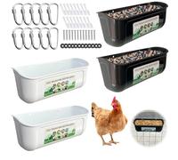 Mangeoire à poules, Poules Distributeur, Mangeoires à volaille automatiques, Grande Capacité Boîte en Plastique Murale pour l'alimentation de Volailles, pour Poulet, Canard, Oie, Chèvre