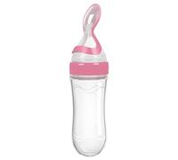Mangeoire à presser en Silicone pour bébé avec cuillère de distribution de nourriture biberon céréales pour bébé rose