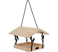 Esschert Design Mangeoire suspendue BEST FOR BIRDS FB603 Pin et fer, côtés ouverts, toit protecteur
