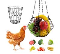 Mangeoire à suspendre pour poulet, légumes, fruits, volaille, légumes, fruits - Avec 4 chaînes en acier inoxydable à suspendre - Boule à friandises pour poulet, poules, canards, lapins (taille : 1