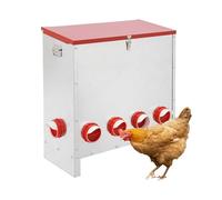 Mangeoire à volaille galvanisée de grande capacité automatique pour poulets et canards - Design sans déchets - Pour nourrir jusqu'à 10 poules ou dindes en plein air avec couvercle (30 kg)