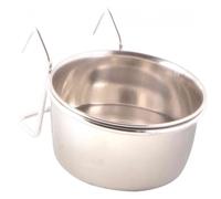 Mangeoire acier inoxydable avec support 300 ml ø 9 cm, oiseaux.