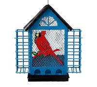 Mangeoire anti-écureuils - En métal résistant aux intempéries, cage à double , nichoir à oiseaux suspendu | Station d'alimentation décorative avec design guirlande, attraction extérieure pour