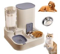 Mangeoire Automatique 2 en 1 et Distributeur d'eau pour Chat, Station d'alimentation en Acier Inoxydable pour Chats et Petits Chiens, Bleu