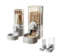 Mangeoire automatique à suspendre et distributeur d'eau pour chat, chat, furet, lapin, cochon d'Inde, petits animaux domestiques (gris)